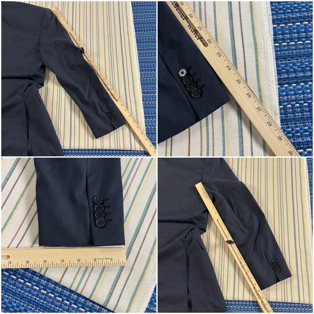 Ermenegildo Zegna Blazer Mens US 38L EU 48L Blue Wool Suit Jacket 2 Button Long